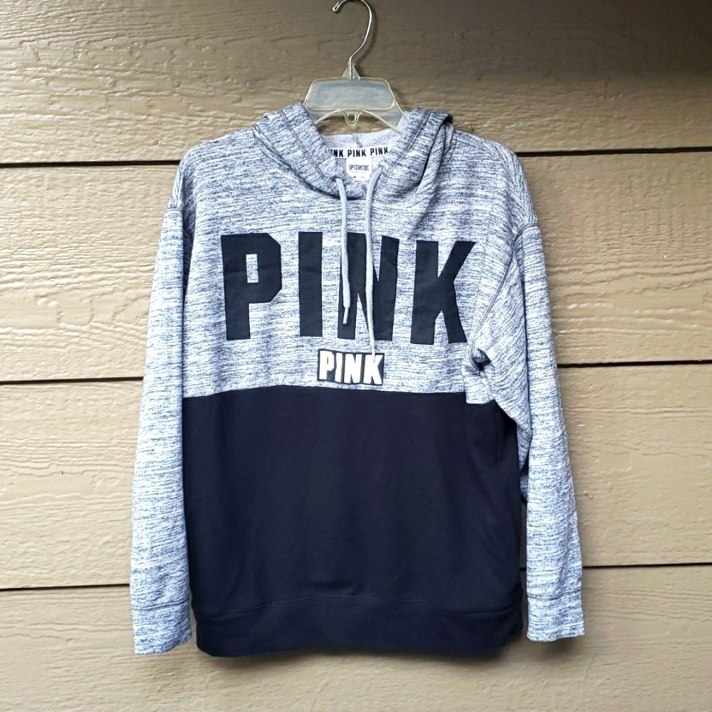 VS PINK Black & Gray Pink Victoria’s Secret Hoodie Size XS colorblock